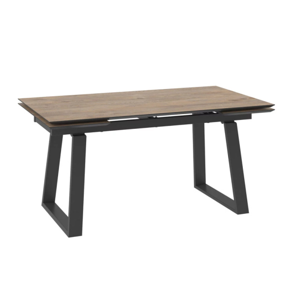 Стол ALTEZA-160, раздвижной 160(40+40)x90, ДУБ ВИНТАЖНЫЙ - COMPAKT CER/ЧЕРНЫЙ